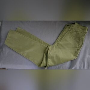 Banana Republic Jeans High Rise Straight Leg Muted Yellow Green 100% Cotton